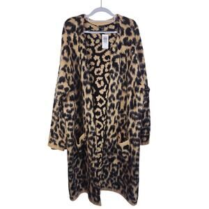 Torrid Insider Long Line Leopard Print Pockets Open Cardigan Women's 3 - 3X NWT